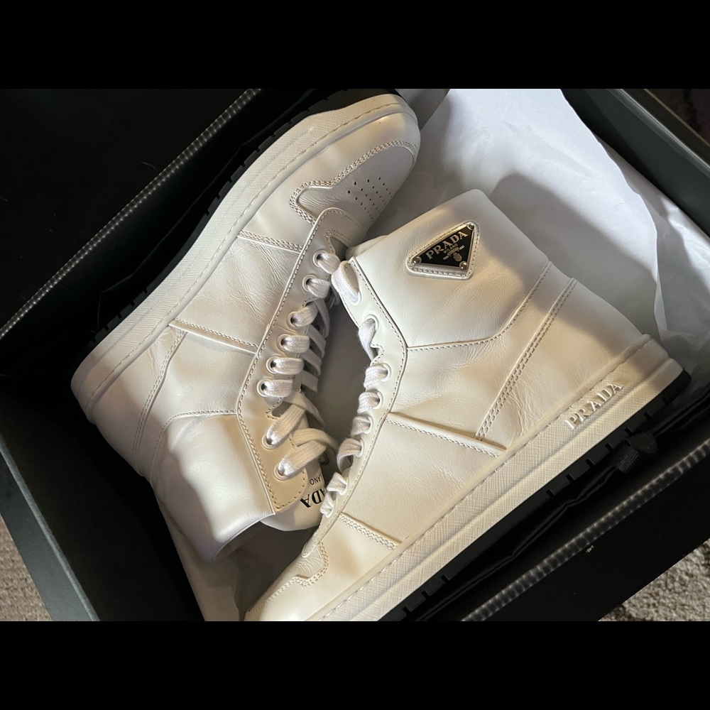 Prada Downtown Leather Sneakers (Unisex)